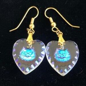 Pierced Crystal Engraved Dog Dangle Earrings